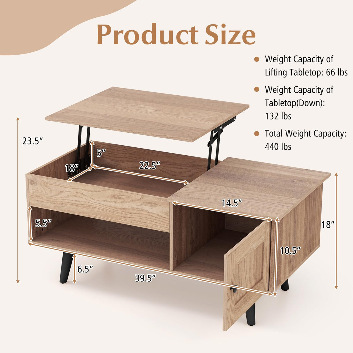 Lift Top Coffee Table with Storage and Hidden Compartment Z138