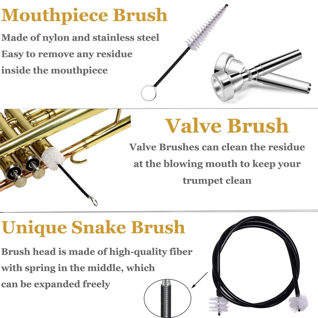 Trumpet Stand and Care Kit with Mouthpiece, Valve, Snake Brush, Foldable Metal 5 Legs E42465