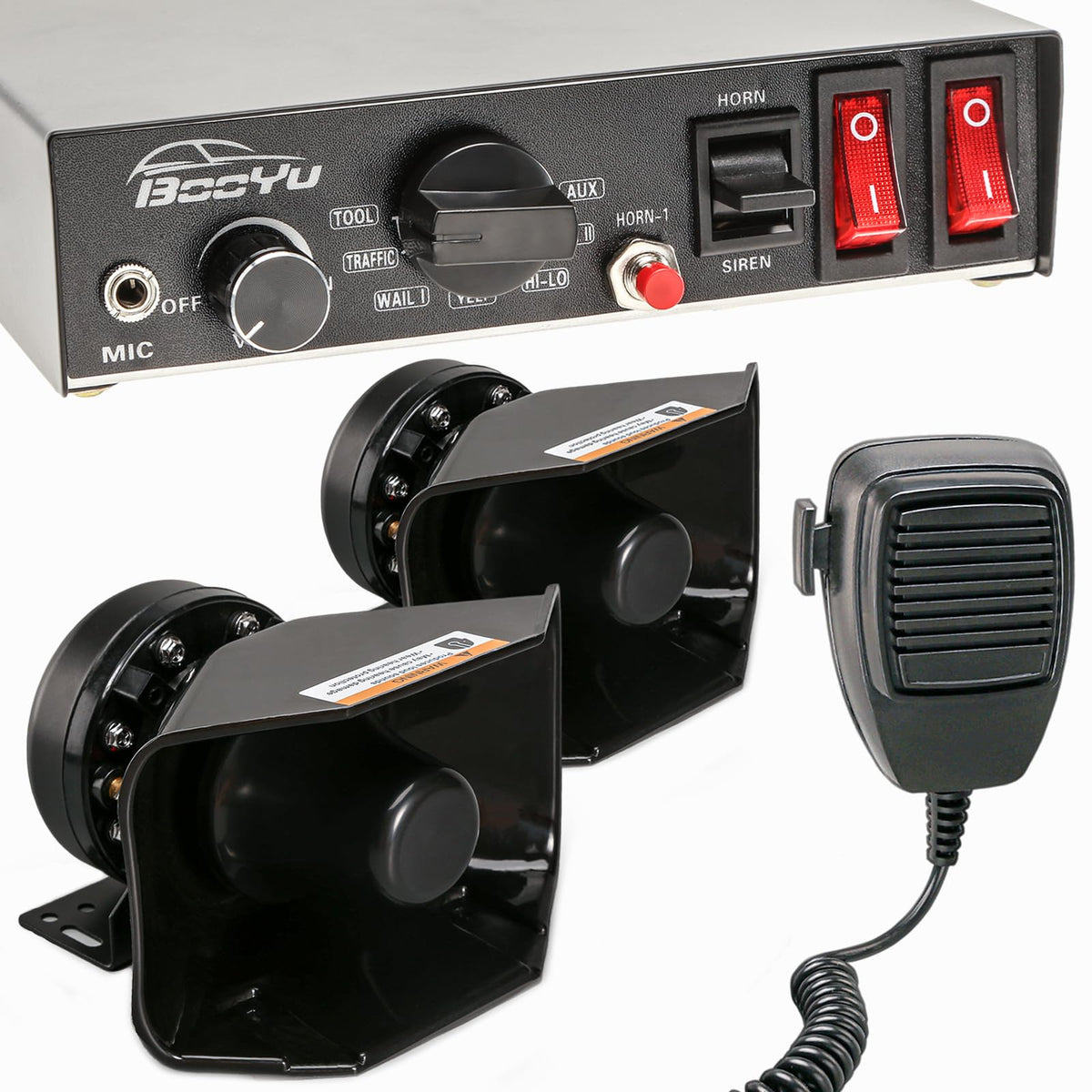 12V 400W Warning Emergency Siren PA System J64813