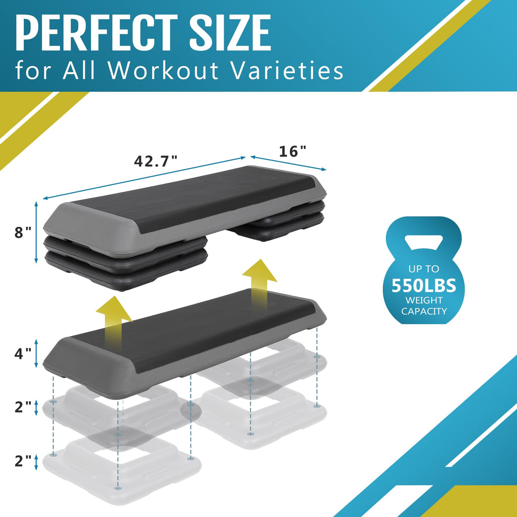 43 Inch Adjustable Aerobic Step Platform with 4 Risers J77149