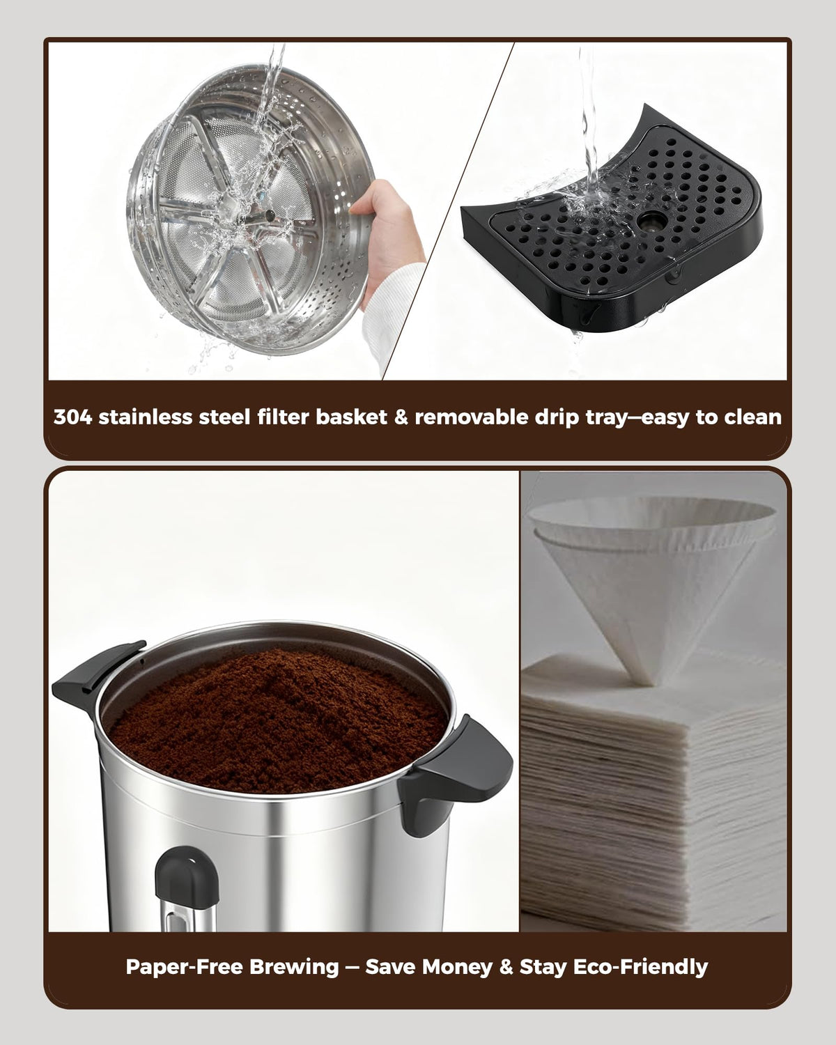 100-Cup Commercial Coffee Urn 15L Stainless Steel Percolator P4690
