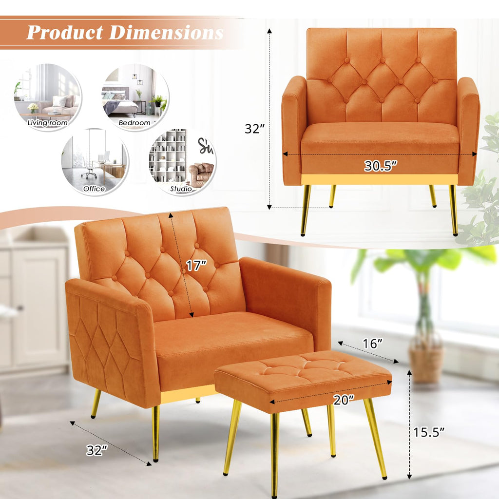 Velvet Sofa Set with Adjustable Armrests & Backrests H8674