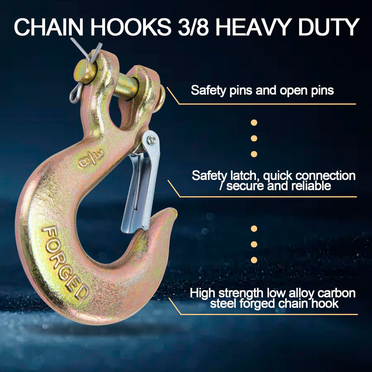 3/8 Chain Hooks with Safety Latch, 10 Pack L5934