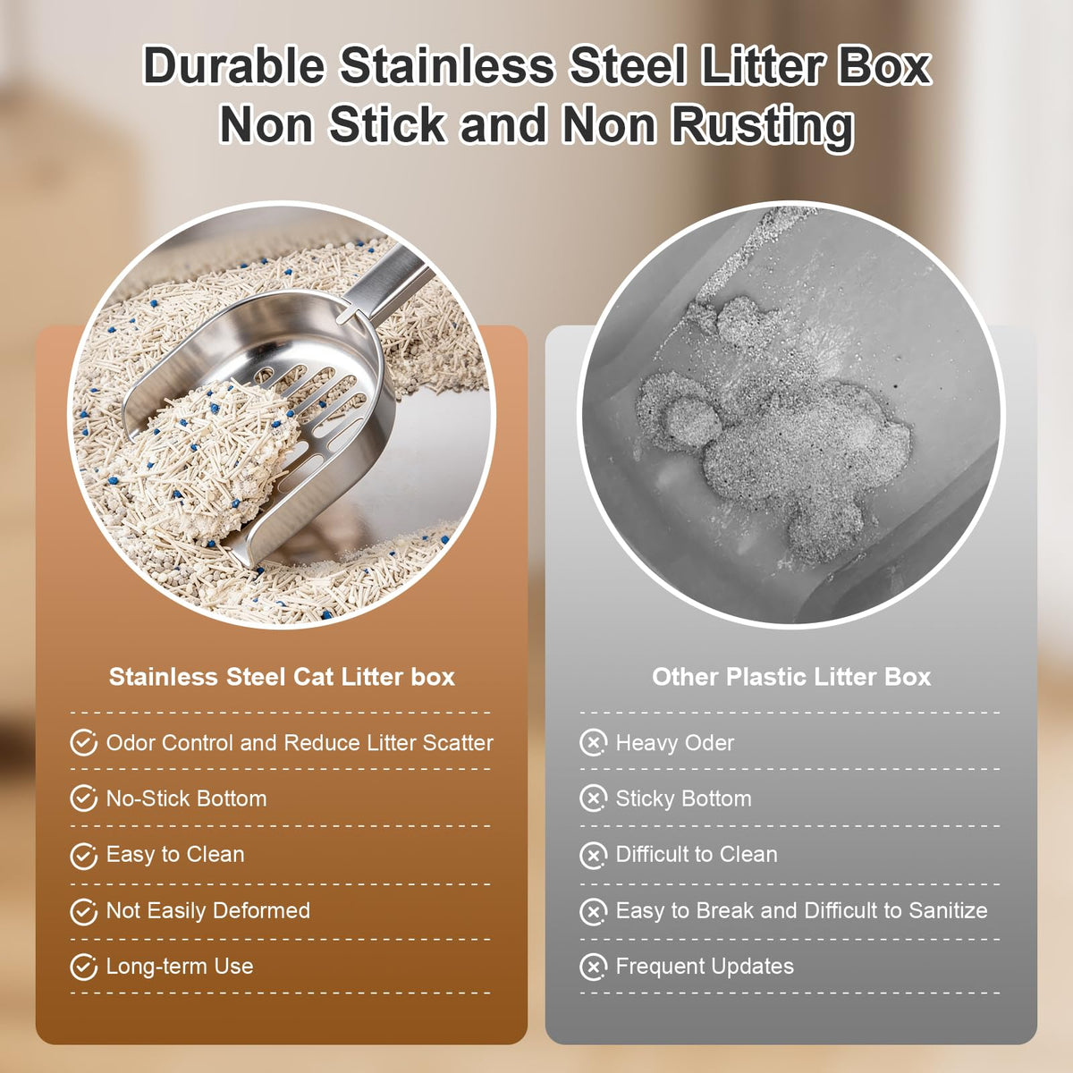 X-Large High Sided Stainless Steel Cat Litter Box T8376