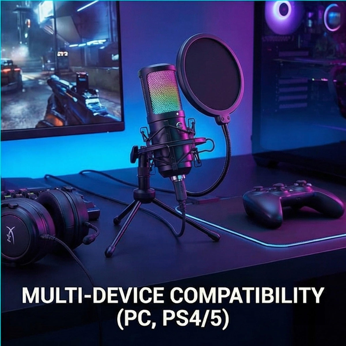 USB Condenser Gaming Mic with Shock Mount O757876