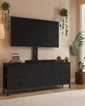 Black 6 Drawer TV Stand with Mount F896