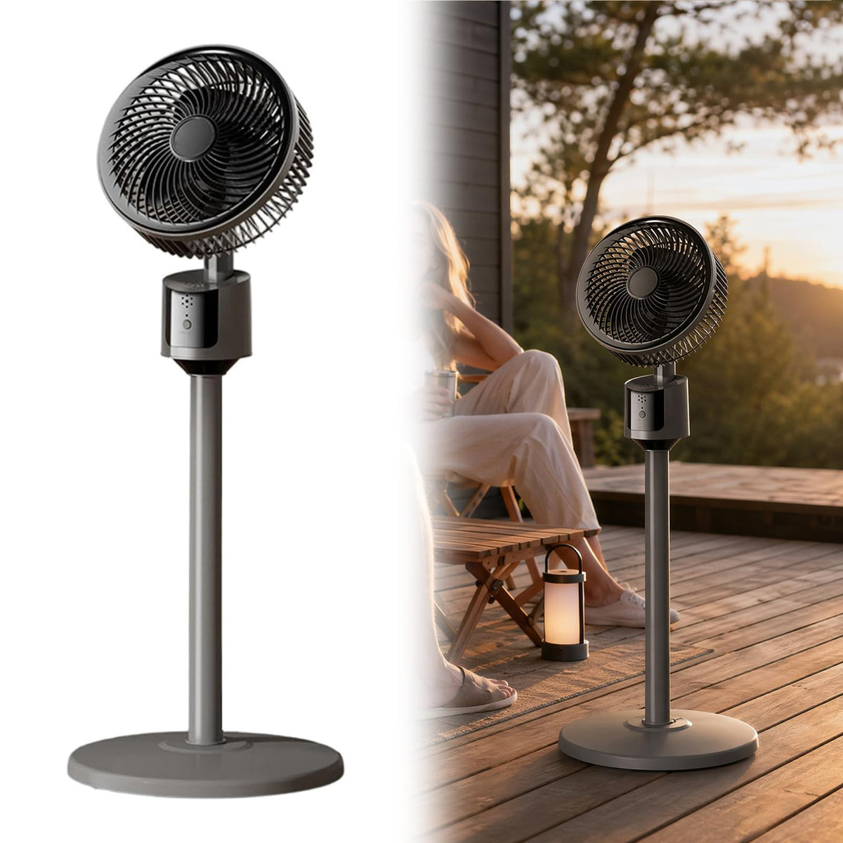 Lightweight Quiet Standing Fan (Grey) Y653
