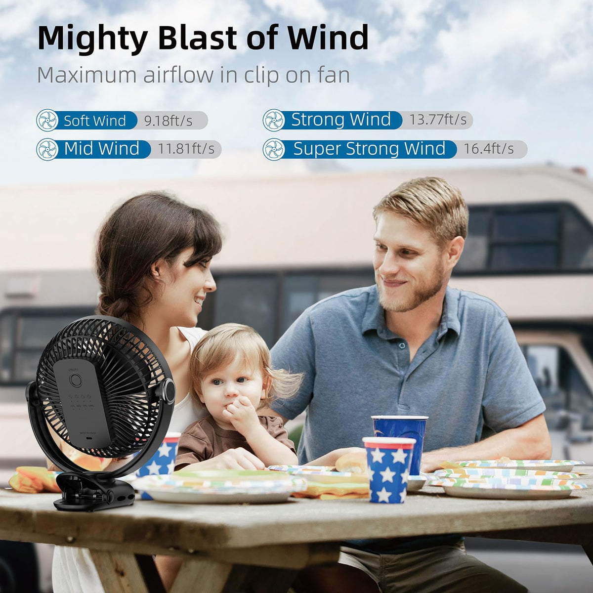 10000mAh 8-Inch Rechargeable Clip on Fan L916