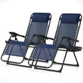 Blue Set of 2 Zero Gravity Chair with Side Tray M895958