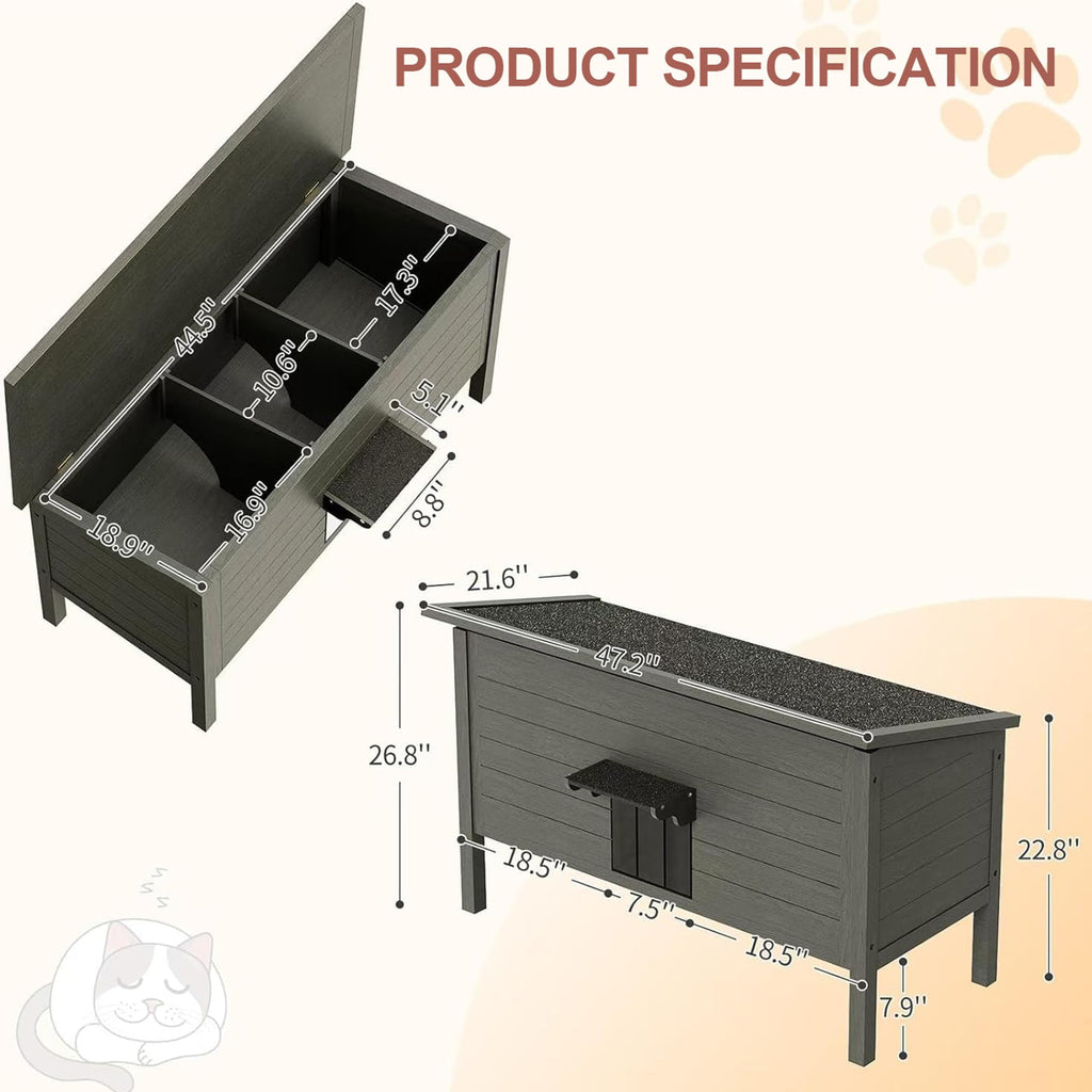 Insulated Weatherproof Wooden Outdoor Cat House A3929