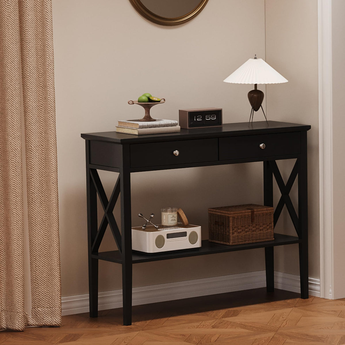 39" Entryway Table with Drawers and Storage Shelf H201798