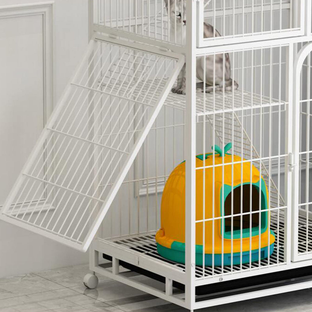 3-Tier Metal Wire Cat Cage with Hammock and Casters G750