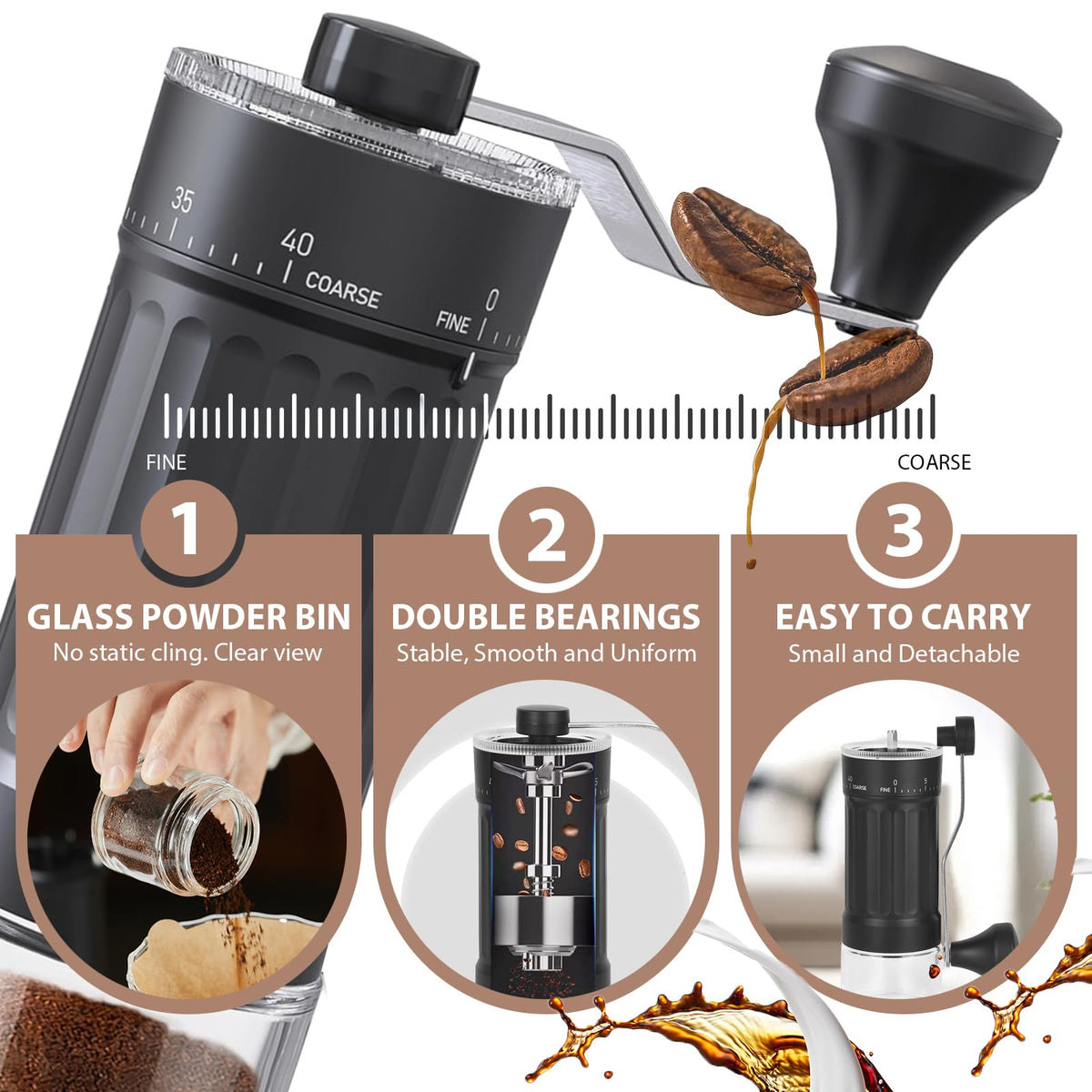 Manual Coffee Grinder with Ceramic Conical Burr Y321