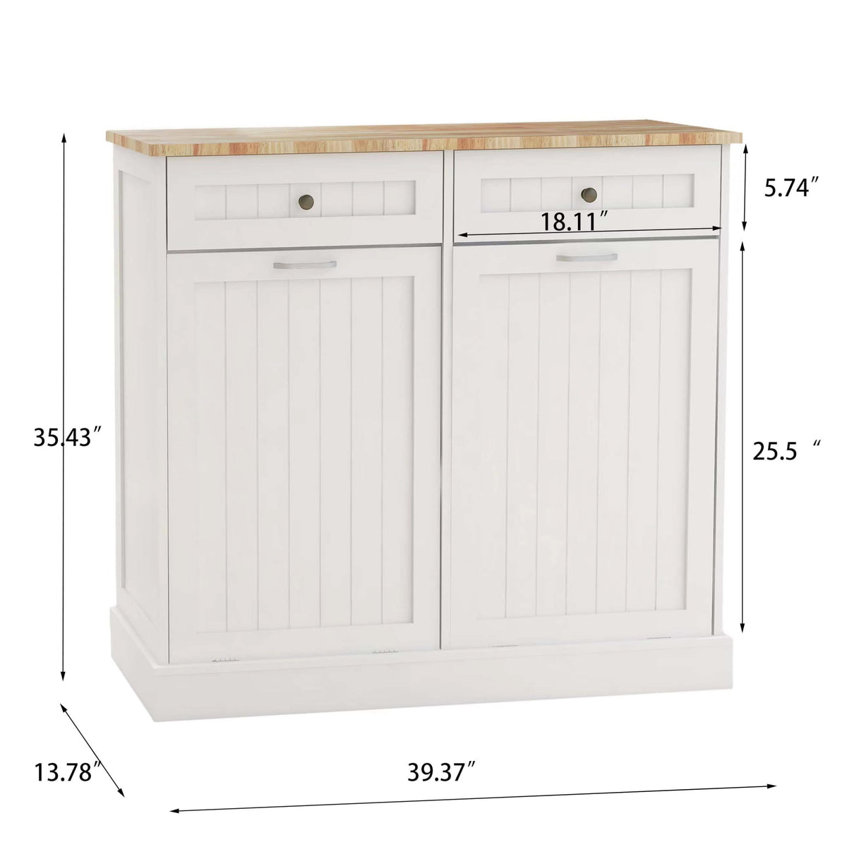 White Double Tilt Out Trash Can Cabinet with 10-Gallon Capacity N58178