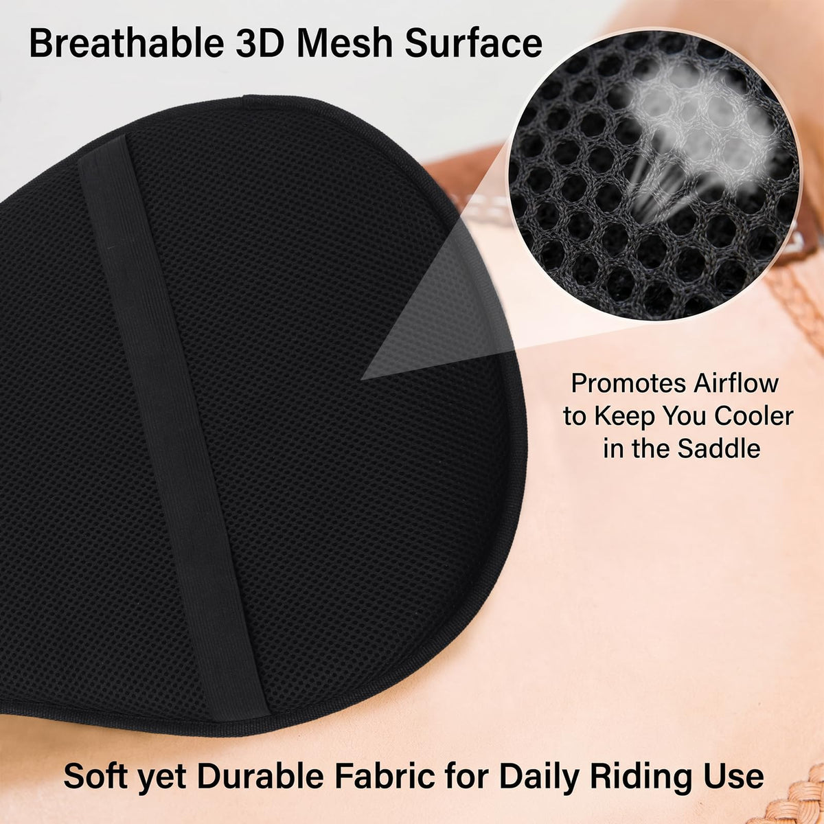Breathable Shock Absorbing Saddle Seat Cushion with Adjustable Straps M3153