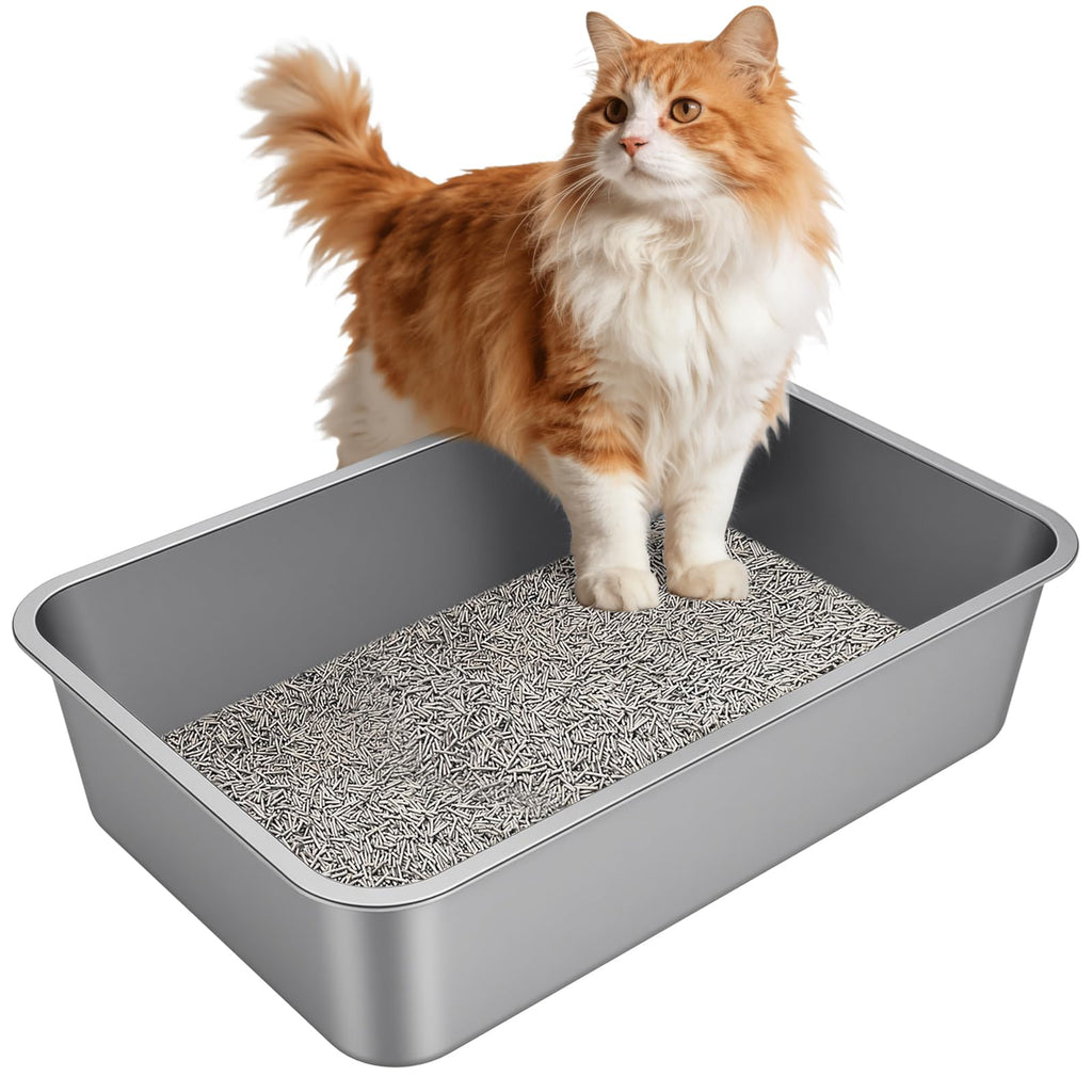 X-Large High Sided Stainless Steel Cat Litter Box T8376
