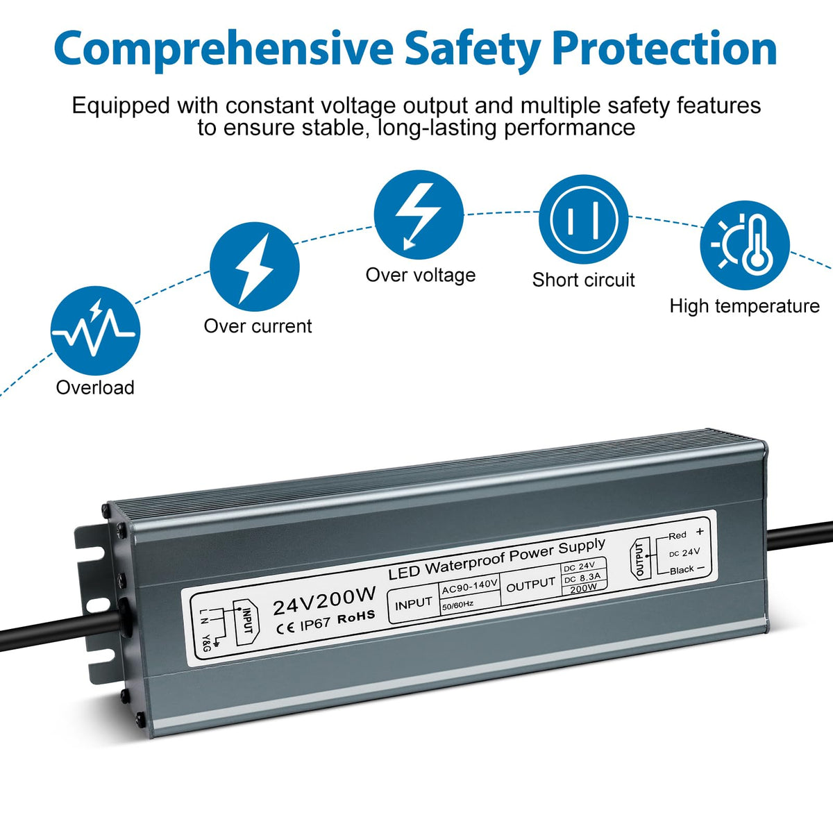 24V 200W IP67 Waterproof LED Driver Power Supply V609