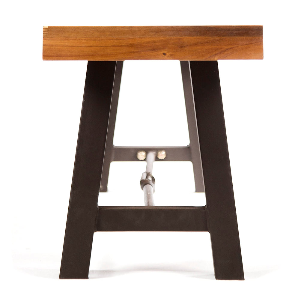 Acacia Wood Outdoor Bench with Metal Accents A93892