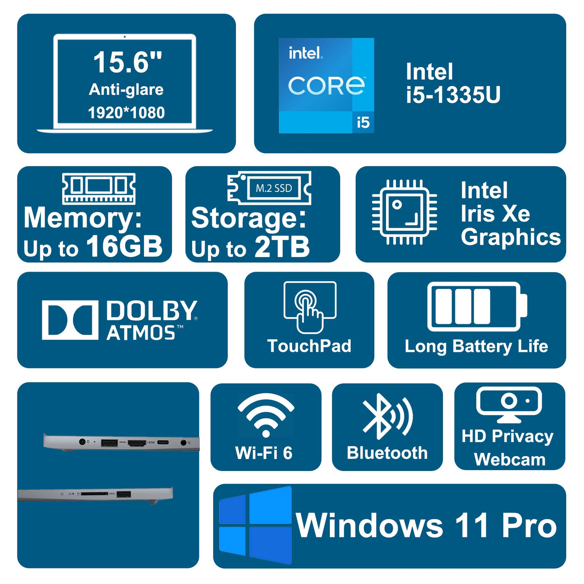15.6" FHD Anti-Glare Intel 10-core i5 16GB RAM 256GB SSD Laptop U415169