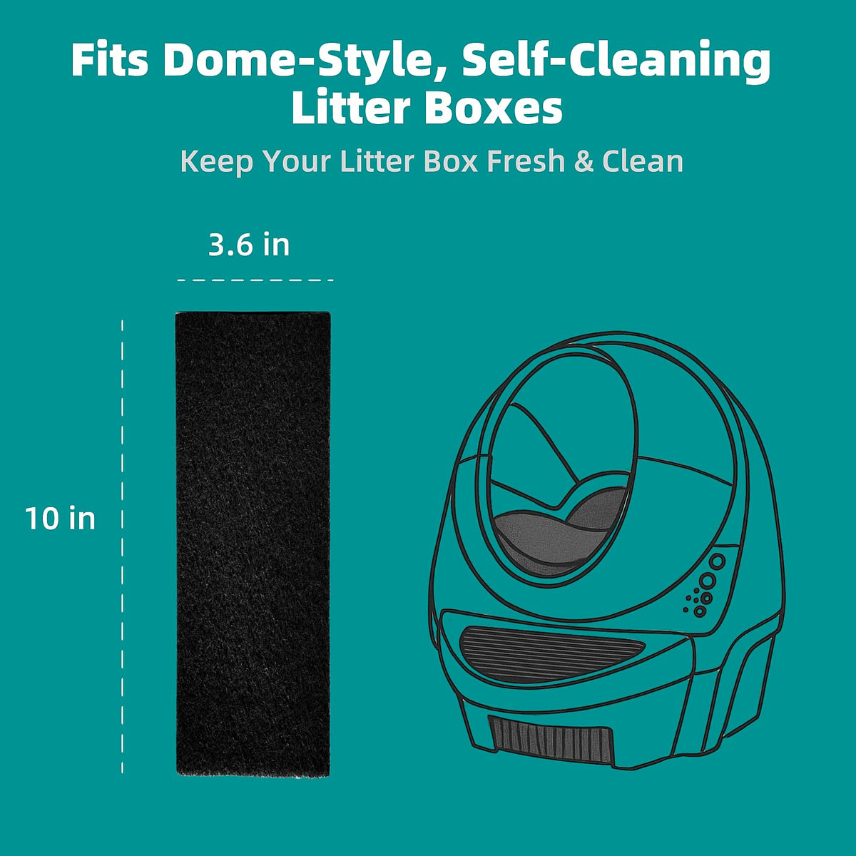 3.6" x 10" Carbon Filter Pads for Cat Litter Boxes S93343