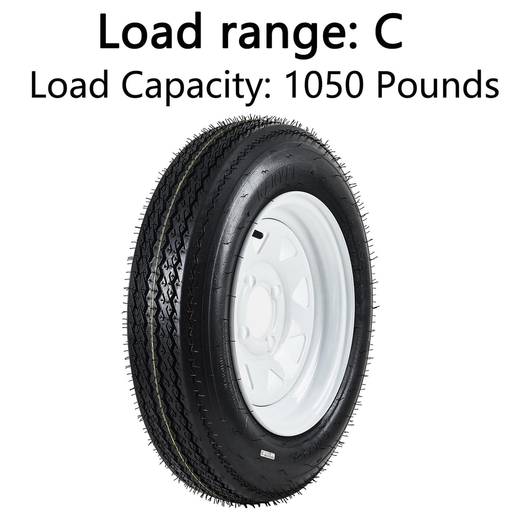 2-Pack Trailer Tires on Rims 5.30-12 4 Lug White Wheels M631