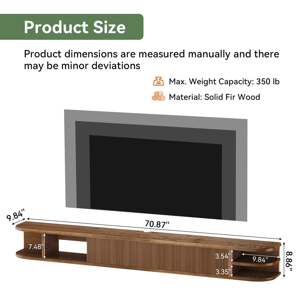 71" Solid Wood Floating TV Stand G85268
