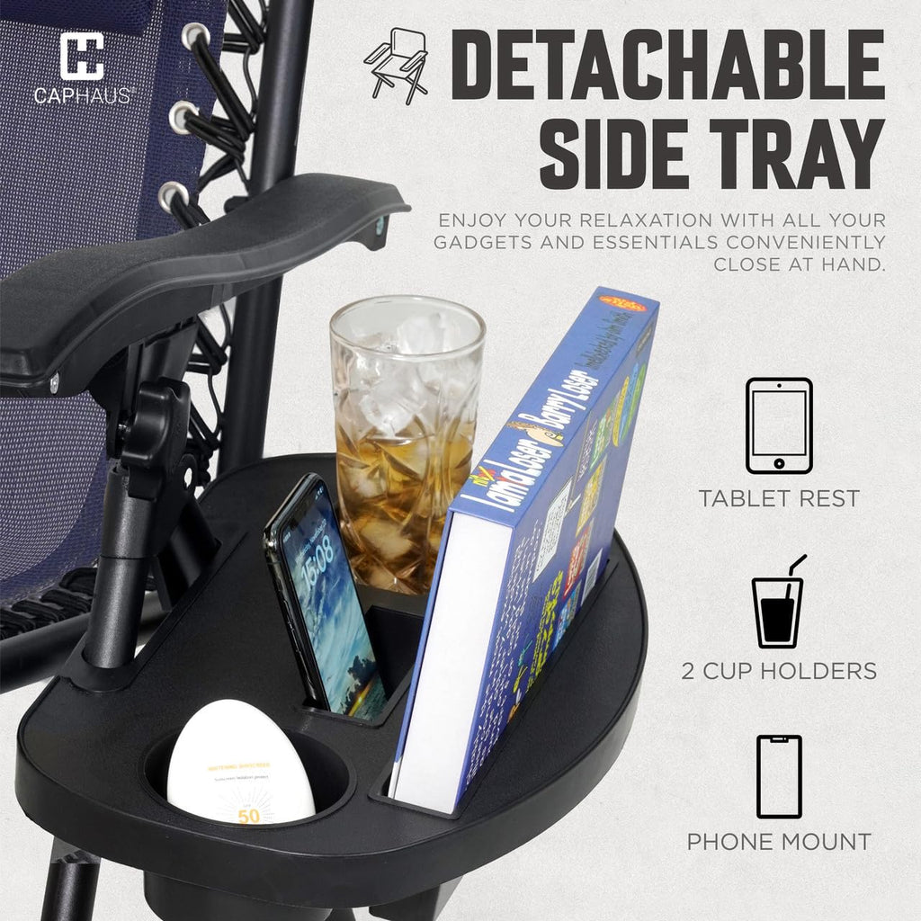 Blue Set of 2 Zero Gravity Chair with Side Tray M895958