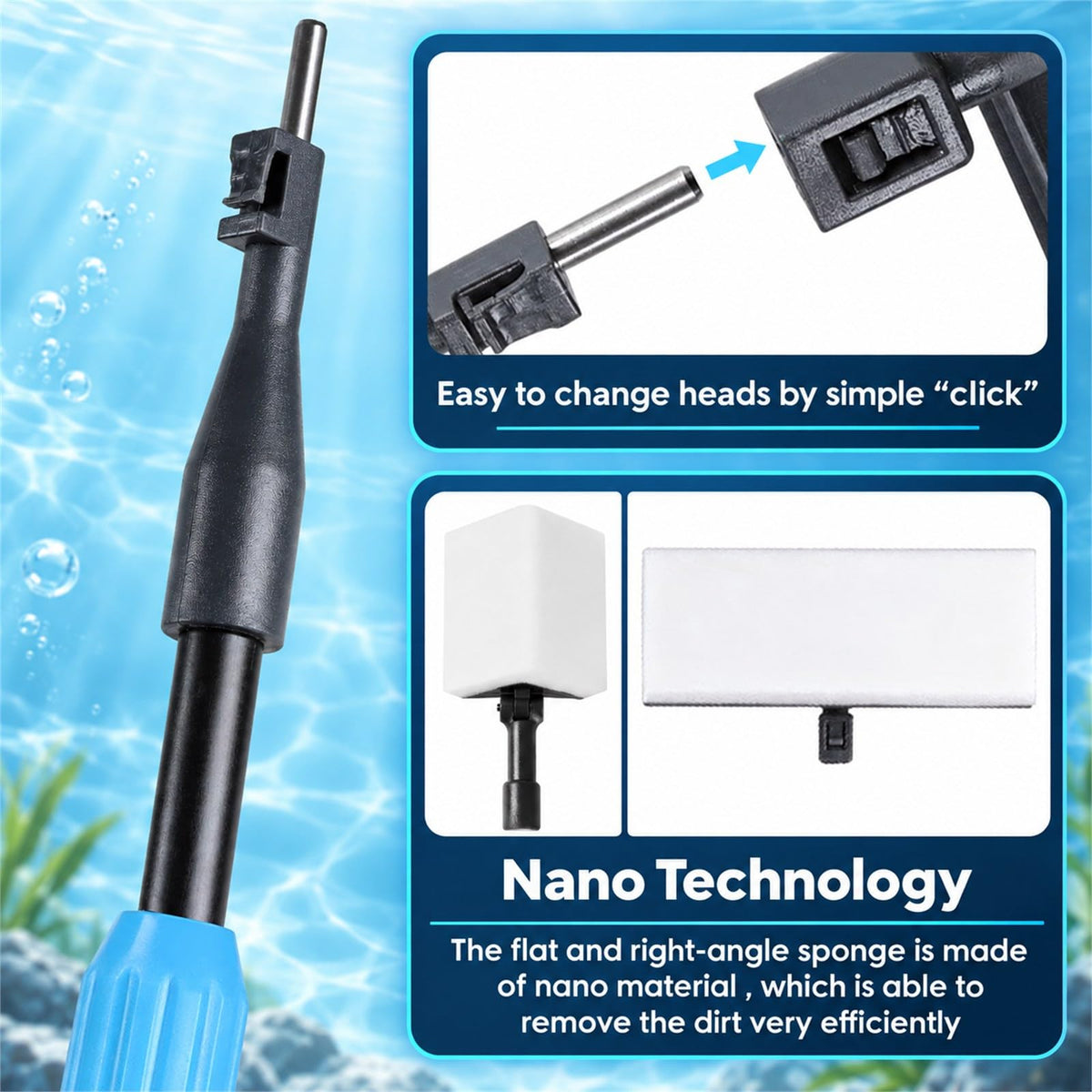 6 in 1 Aquarium Cleaning Tool Kit with Telescopic Long Handle C7696