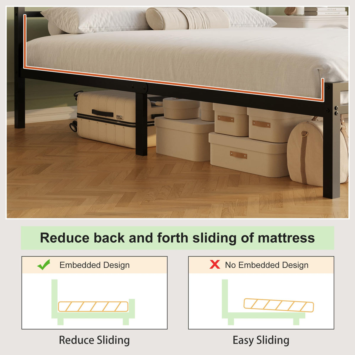 12 Inch Full Size Bed Frame with Headboard and Footboard R593449