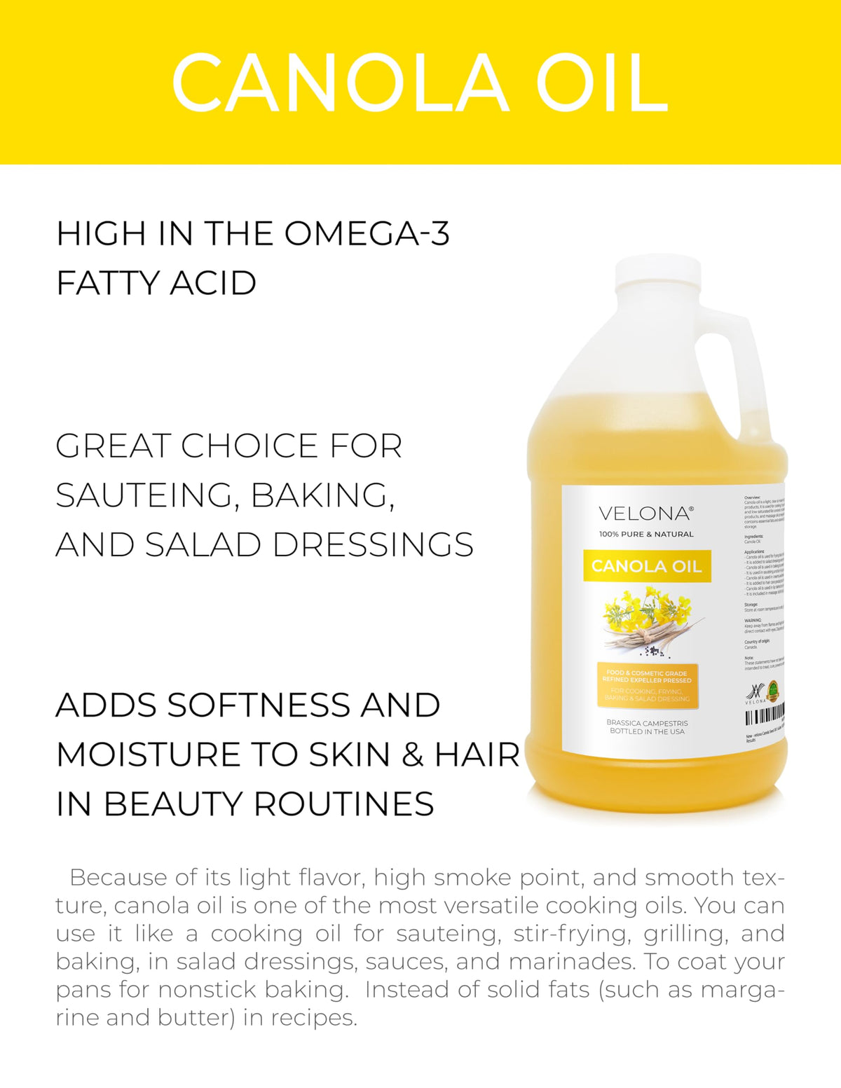Canola Seed Oil 64 fl oz Expeller Pressed V29378