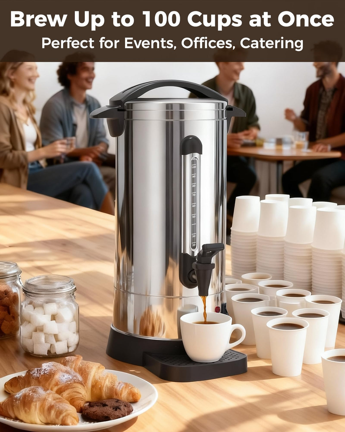 100-Cup Commercial Coffee Urn 15L Stainless Steel Percolator P4690