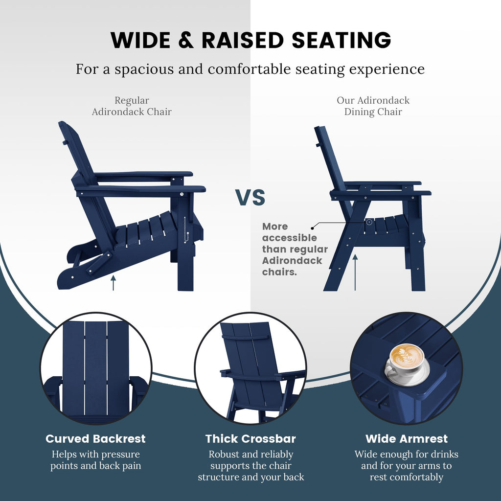 HDPE Adirondack Dining Chair Navy Blue L782801