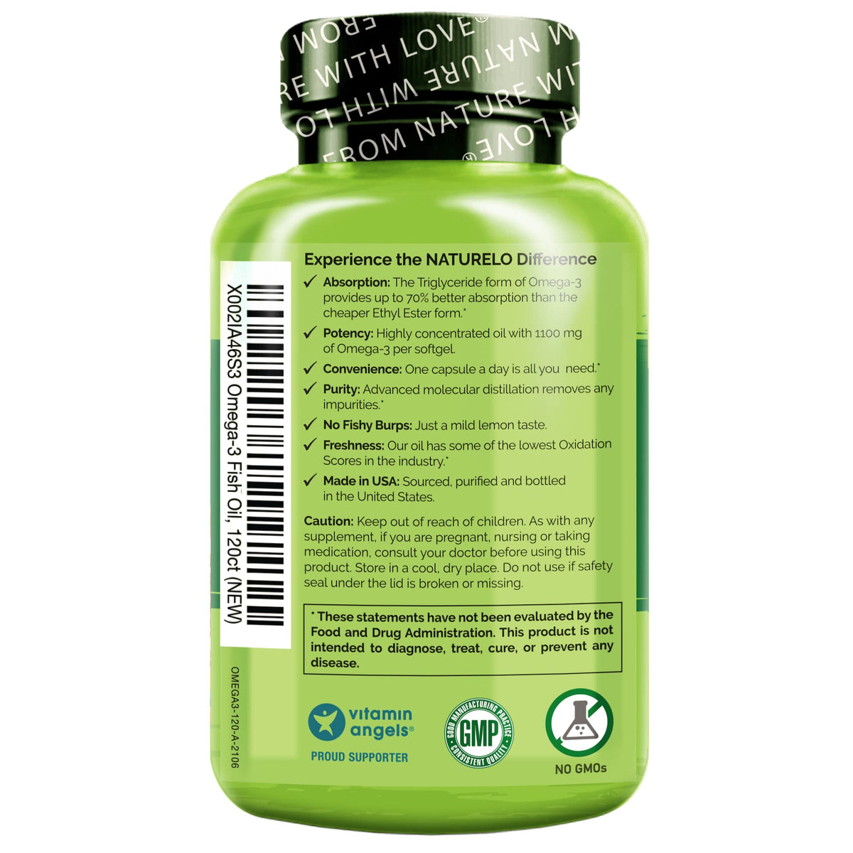 Omega 3 Fish Oil Supplement 1100mg 120 Softgels C767670
