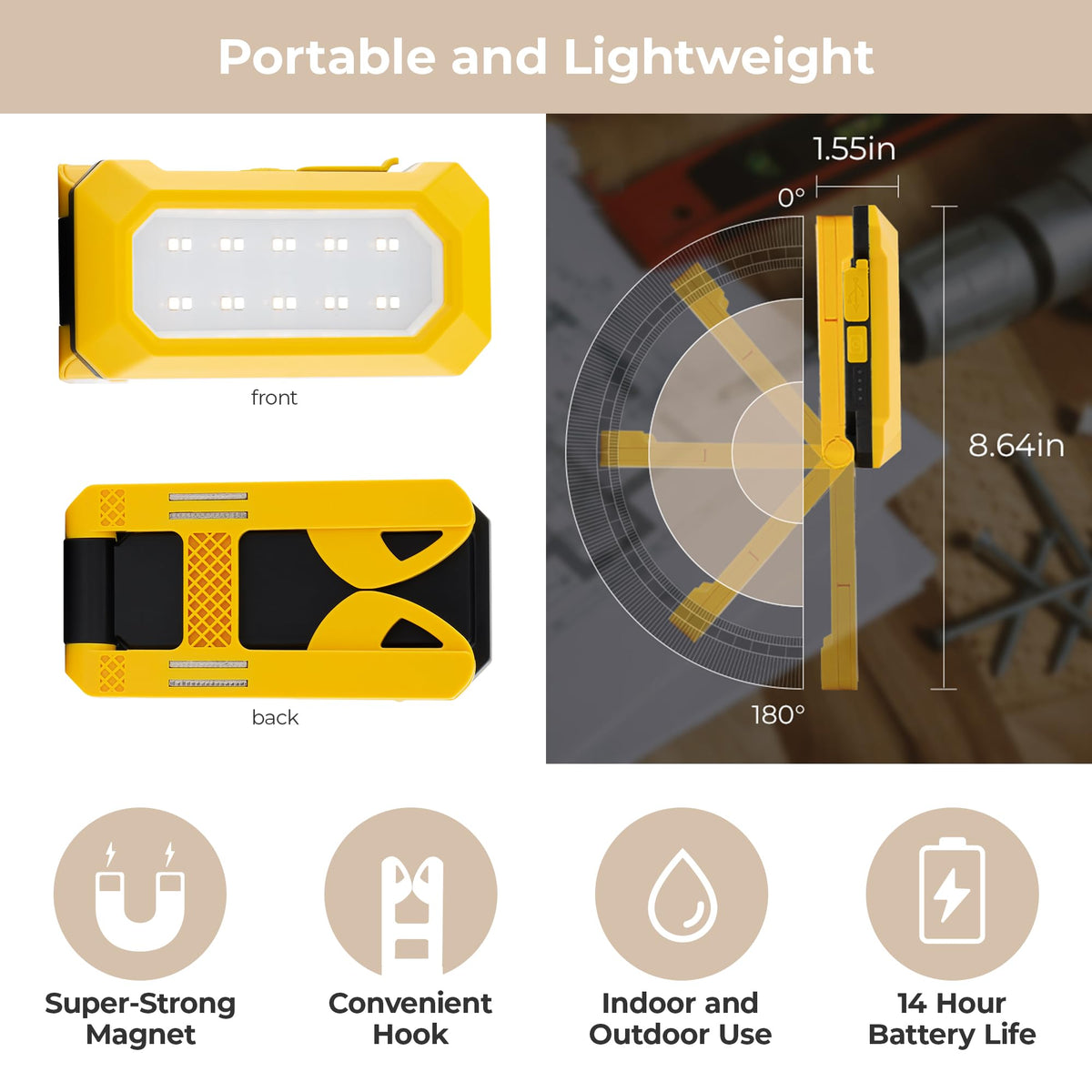 Rechargeable Magnetic LED Work Light 2.5W 1,500 Lumens P349