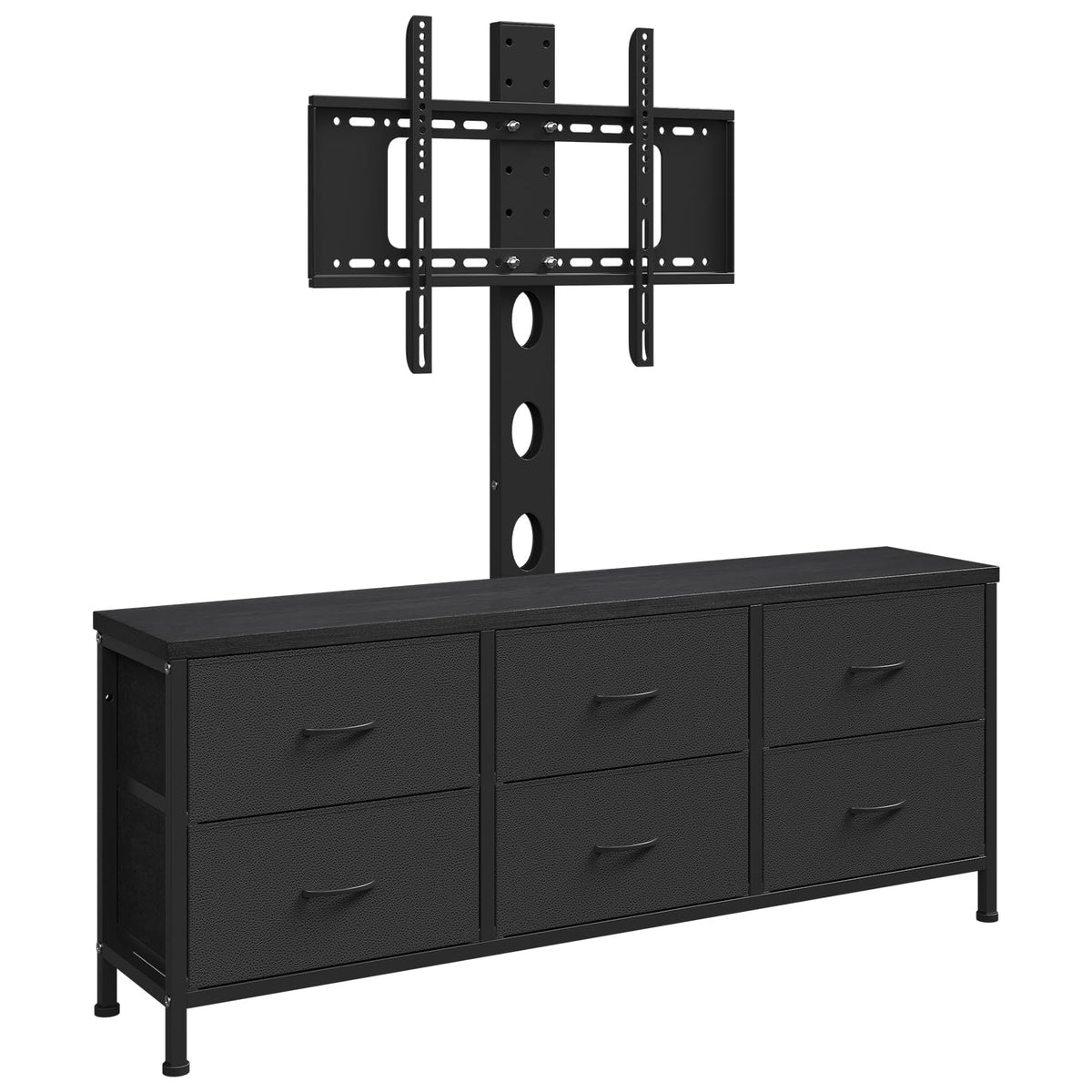 Black 6 Drawer TV Stand with Mount F896