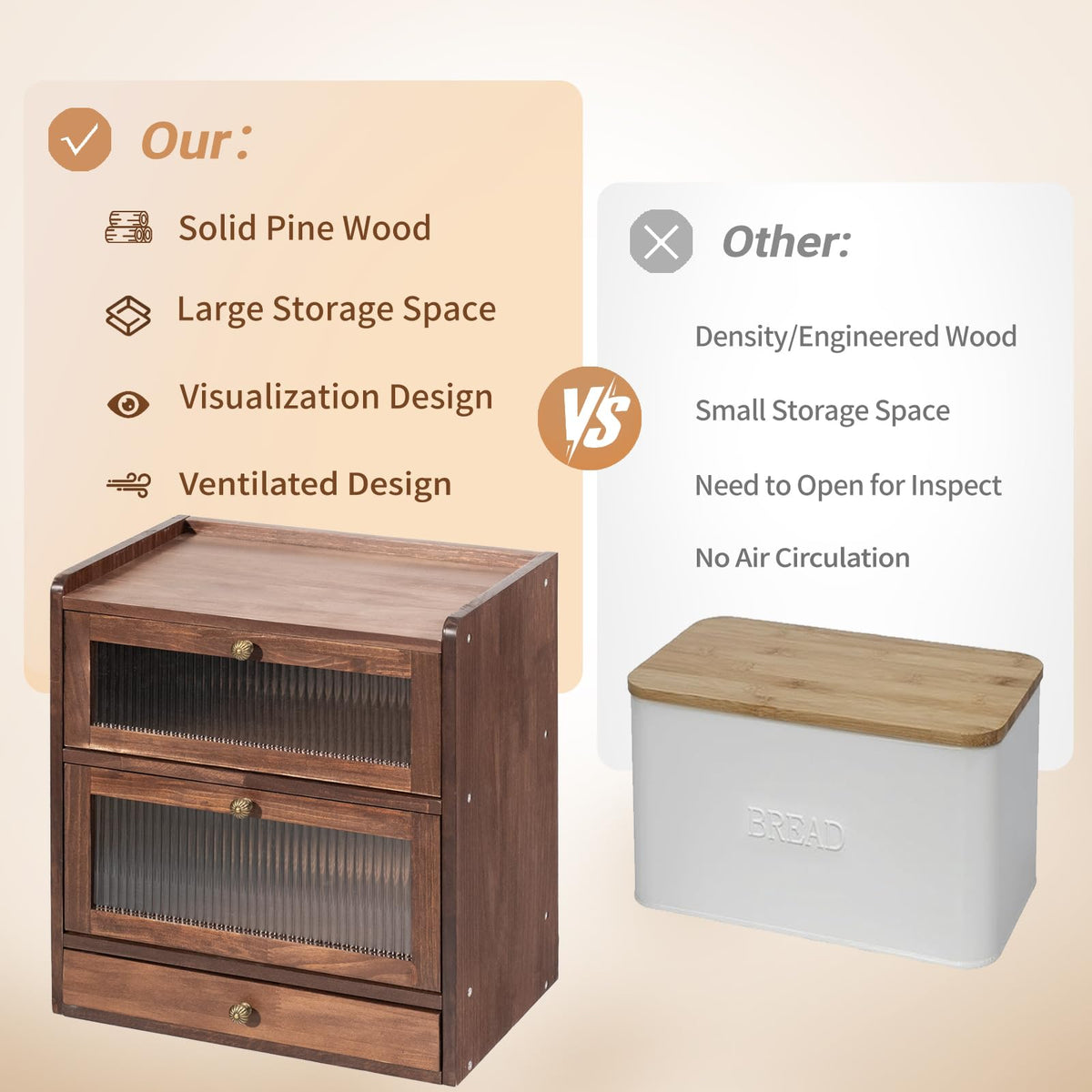 Wood Bread Box with Cutlery Drawer N445986