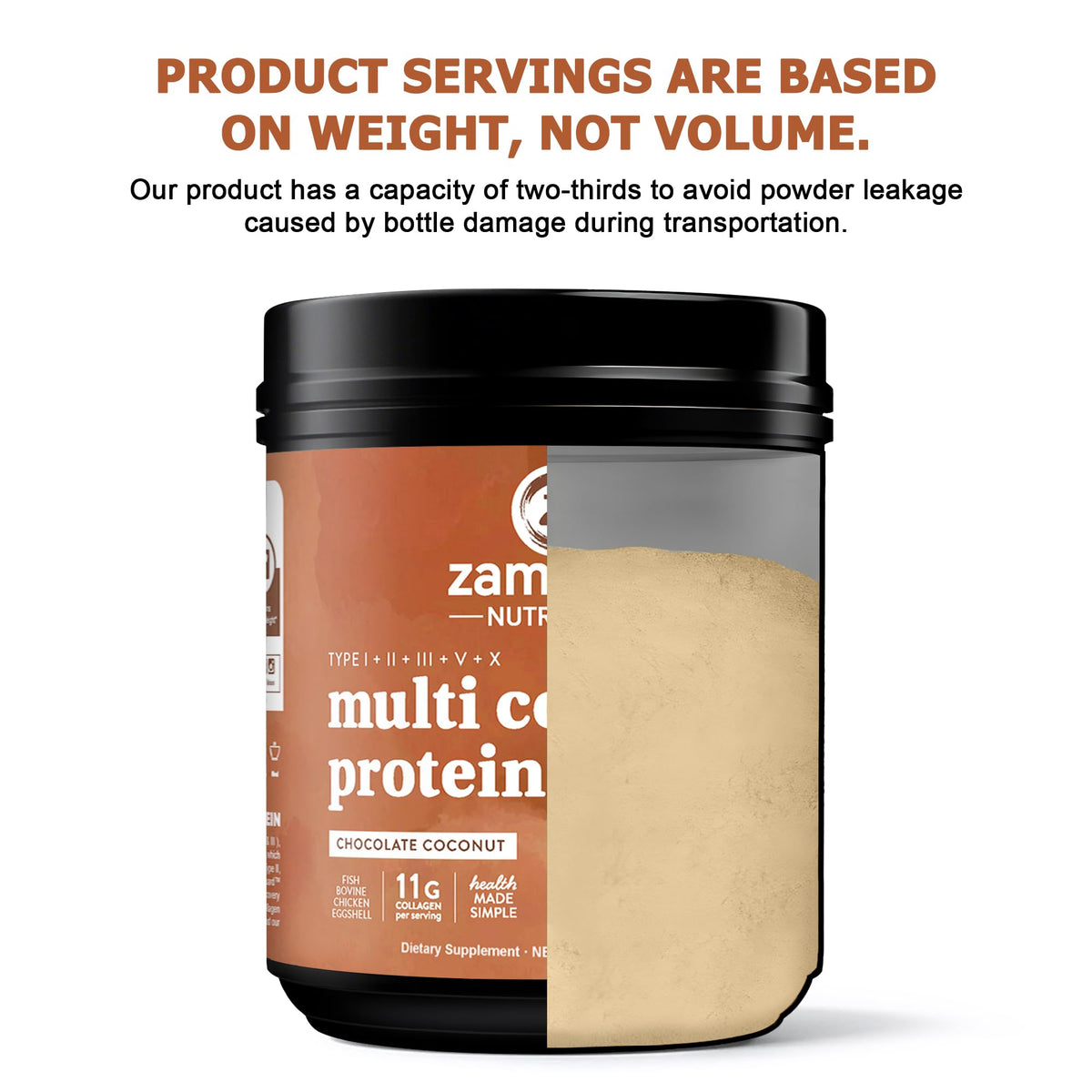 Multi Collagen Peptides Protein Powder, Chocolate, 1LB W287859