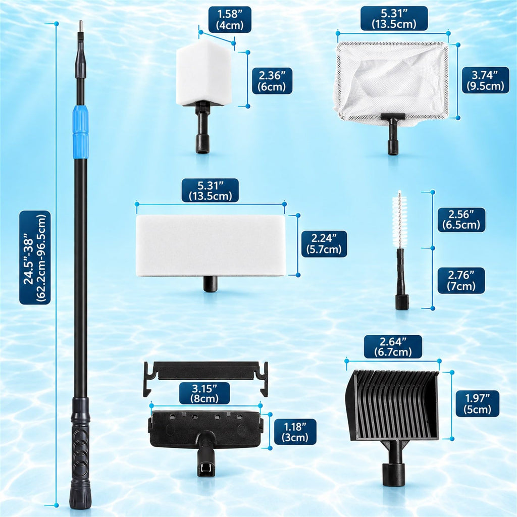 6 in 1 Aquarium Cleaning Tool Kit with Telescopic Long Handle C7696