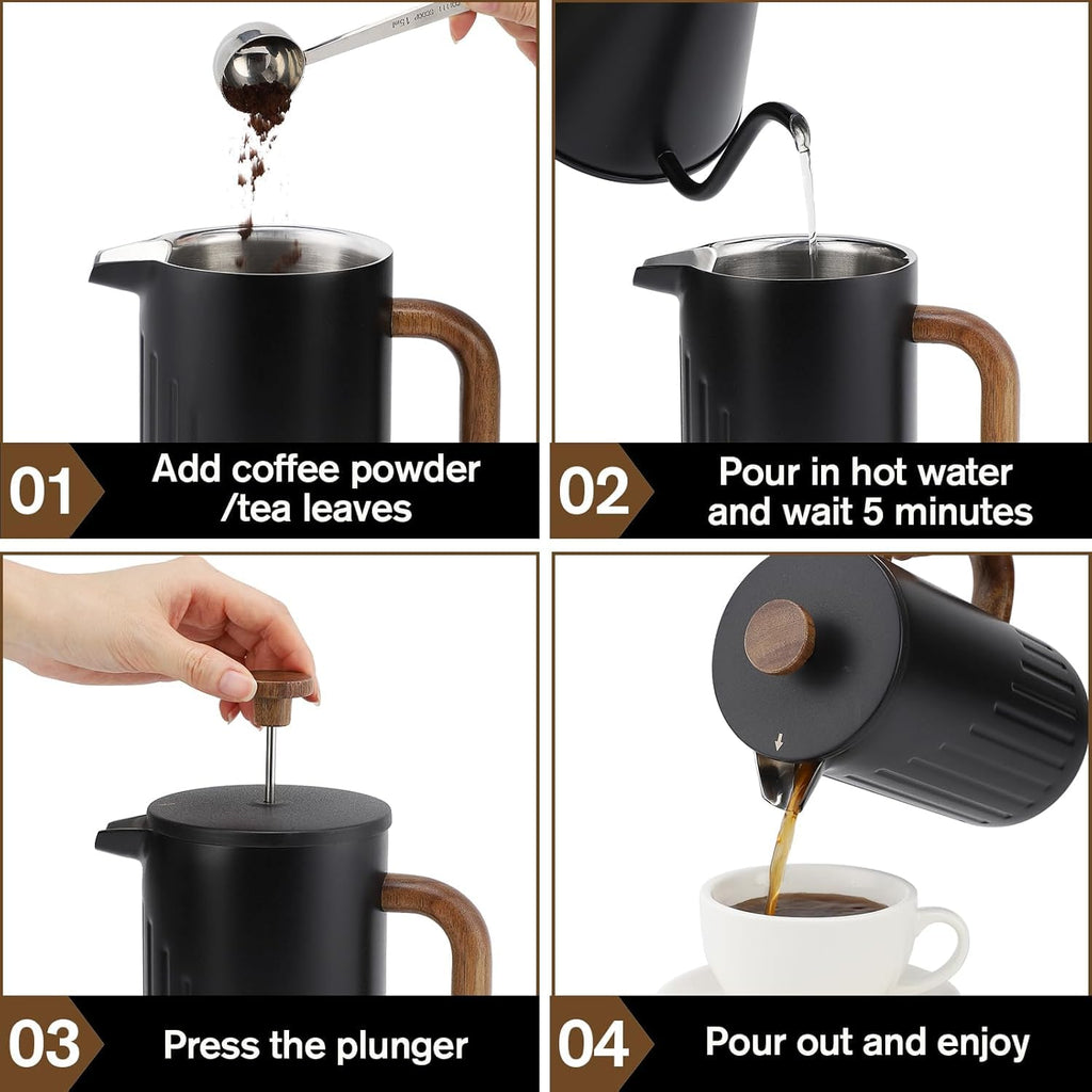 34oz Stainless Steel French Press Coffee Maker A20573