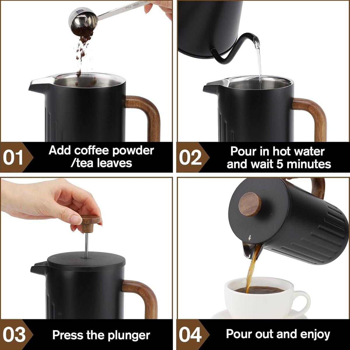 34oz Stainless Steel French Press Coffee Maker A20573