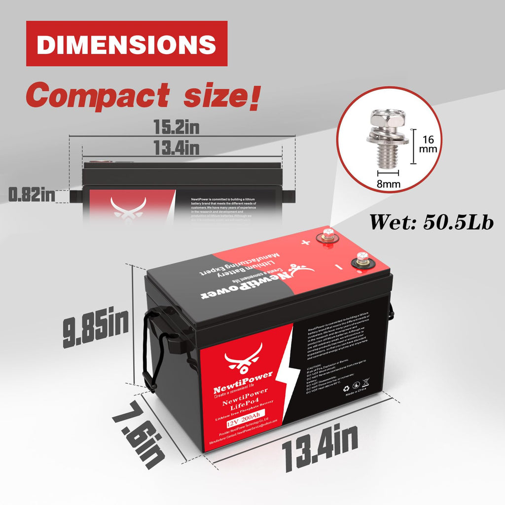 12V 200Ah Lithium LiFePO4 Battery with 150A BMS C9136