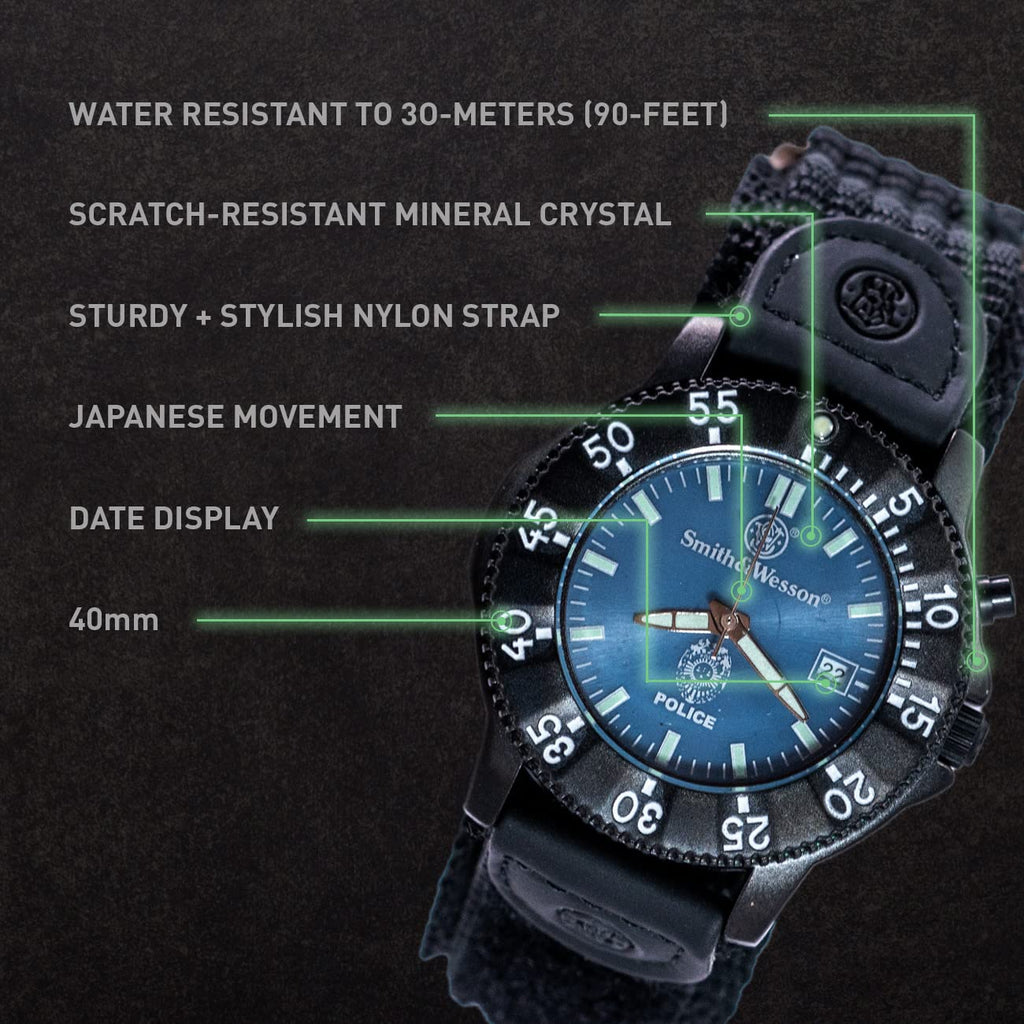 Blue Face 3ATM Water Resistant Quartz 40mm Tactical Watch U1069