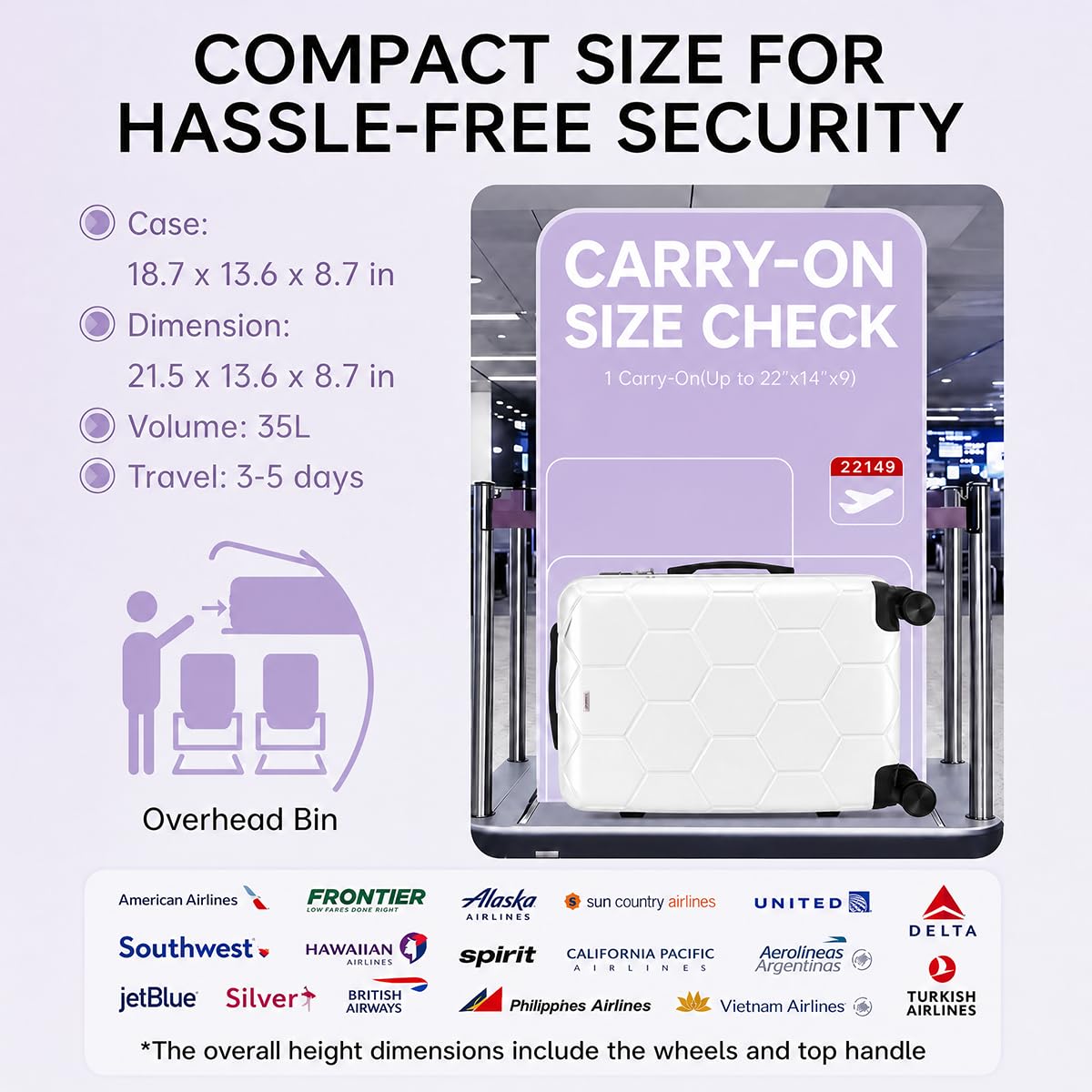 20 Inch Hardshell Expandable Carry On Luggage with TSA Lock Z262
