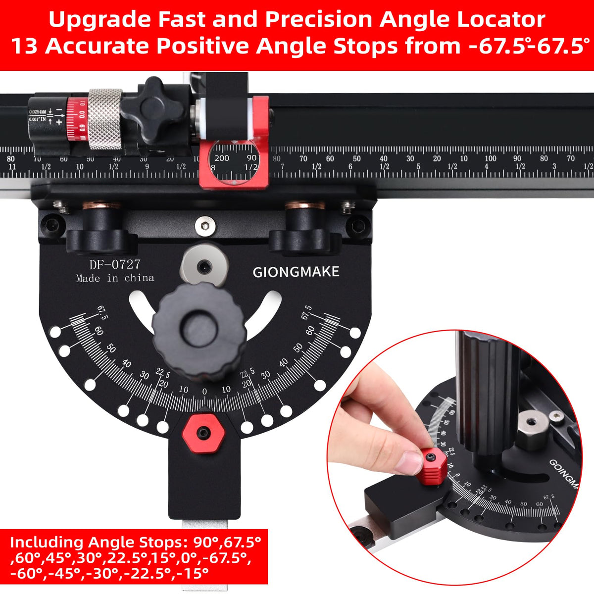 Table Saw Miter Gauge with Micro Adjust Flip Stop C2042