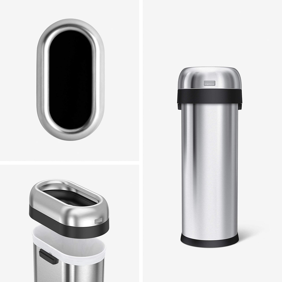 50 Liter Brushed Stainless Steel Open Top Trash Can Z6927