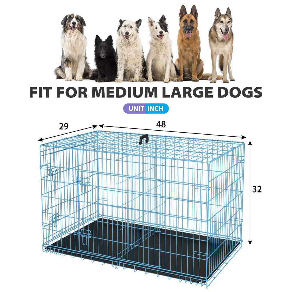 48 Inch Extra Large Folding Metal Wire Dog Crate with Double Door Z10598