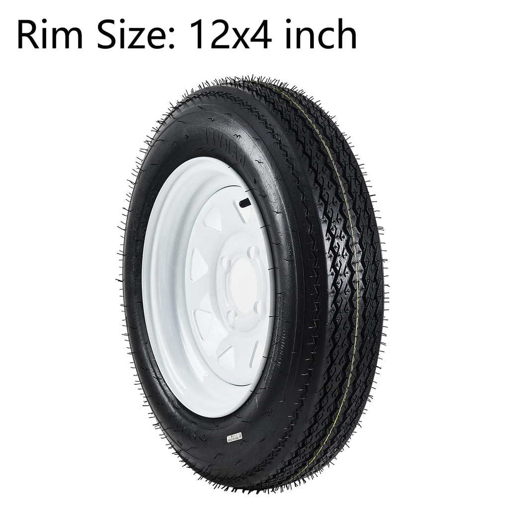 2-Pack Trailer Tires on Rims 5.30-12 4 Lug White Wheels M631
