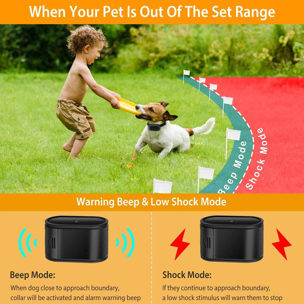 Electric Dog Fence Pet Containment System, Waterproof Training Collar J84283