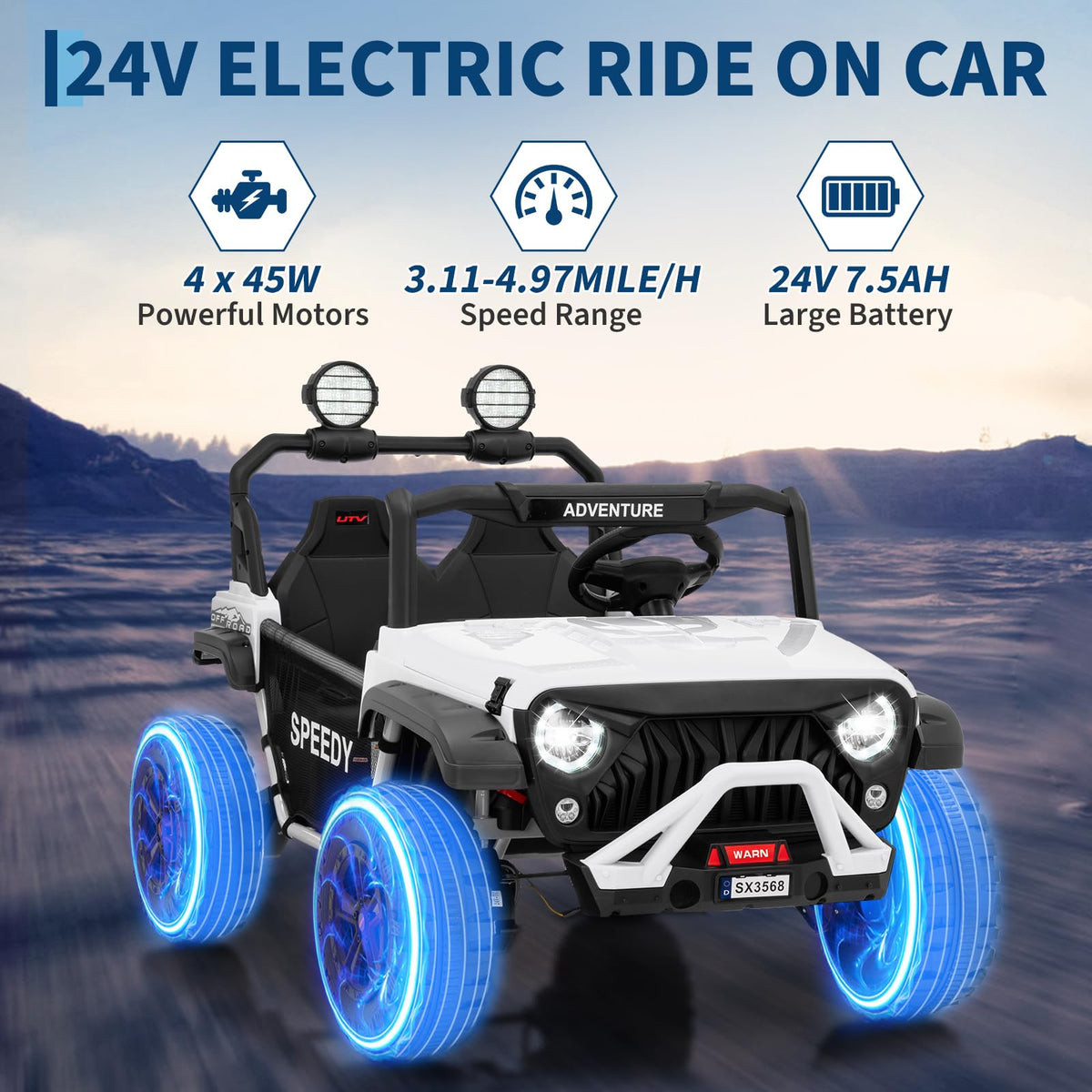 24V 4WD Electric Car 2 Seater UTV with Remote Control O759692