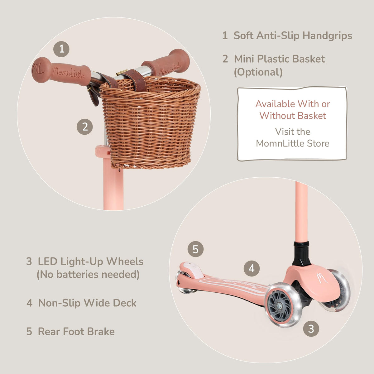 3-Wheel Foldable Toddler Scooter with LED Light-Up Wheels P543281
